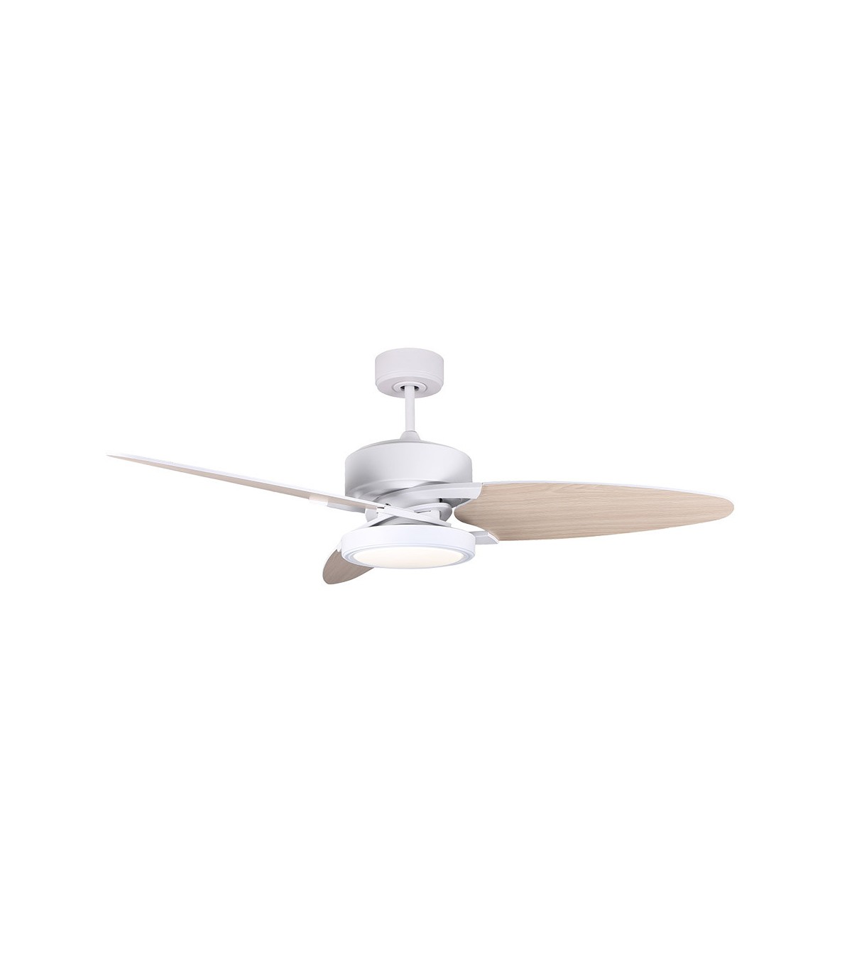 Ventilador de Techo CROSS DC Blanco 30W 3250Lm 3 Aspas Rev. Blanco/Haya CCT