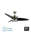Ventilador de Techo CROSS DC Cuero 30W 3250Lm 3 Aspas Rev. Negro/Nogal CCT