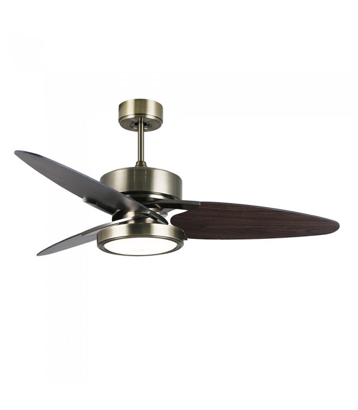 Ventilador de Techo CROSS DC Cuero 30W 3250Lm 3 Aspas Rev. Negro/Nogal CCT