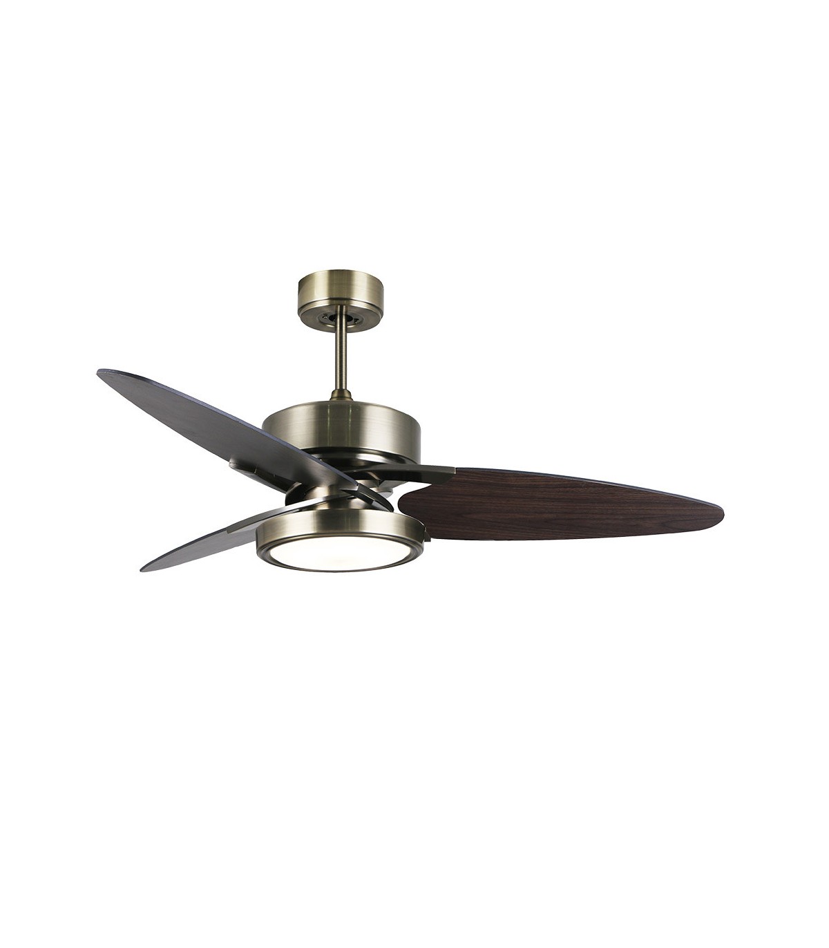 Ventilador de Techo CROSS DC Cuero 30W 3250Lm 3 Aspas Rev. Negro/Nogal CCT