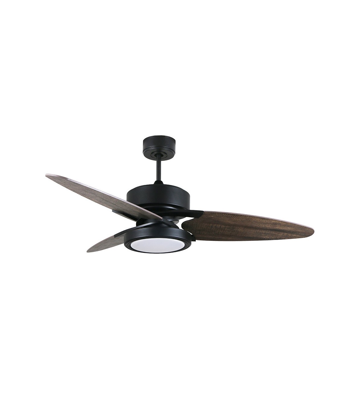 Ventilador de Techo CROSS DC Negro 30W 3250Lm 3 Aspas Rev. Gris/Roble CCT