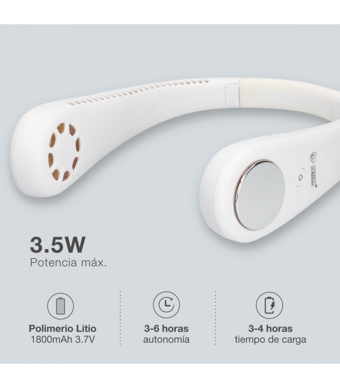 Ventilador de cuello Salaro USB recargable Blanco