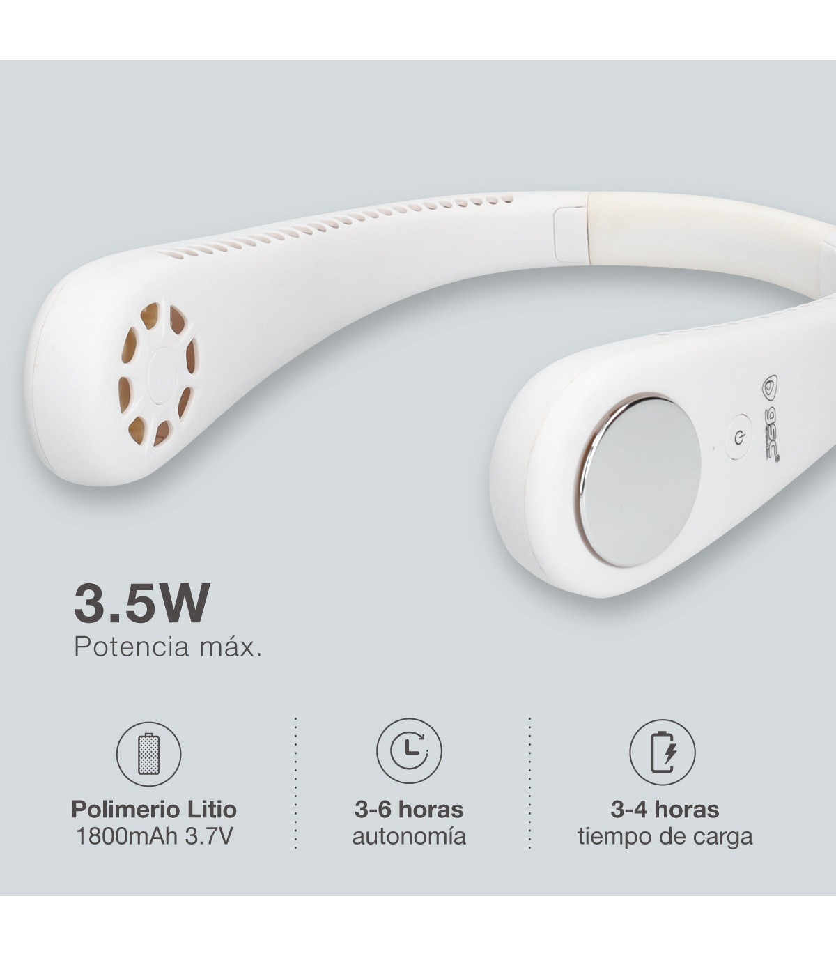 Ventilador de cuello Salaro USB recargable Blanco