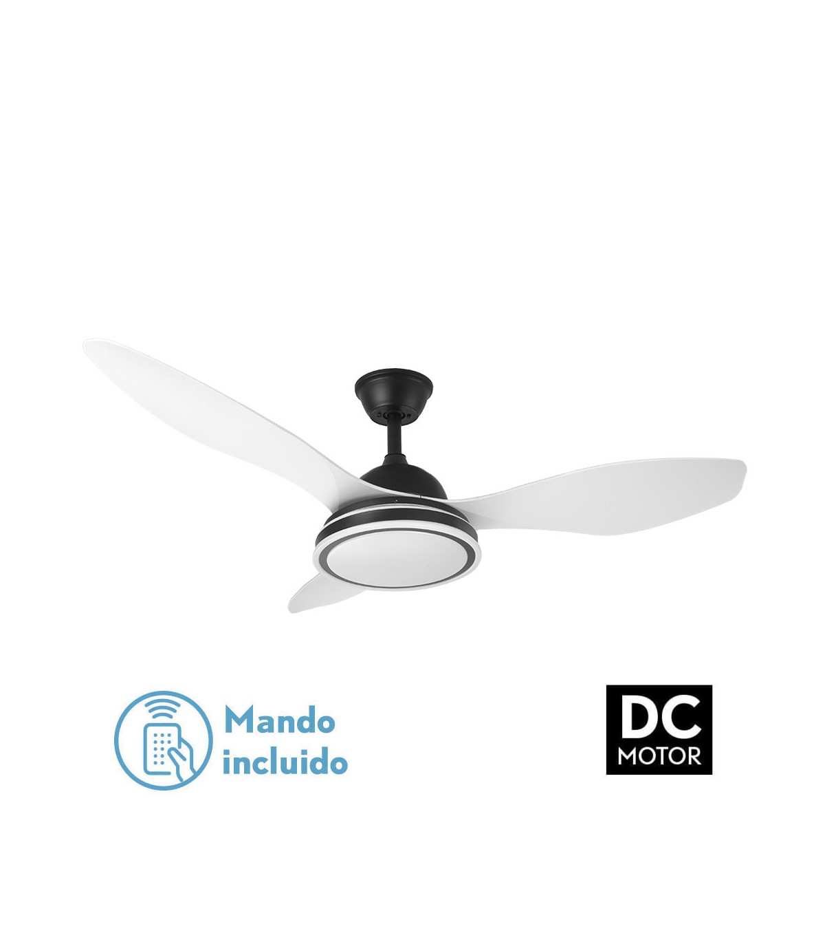 Ventilador Datoo Negro DC 48W 4080Lm 3 Aspas Blanco CCT