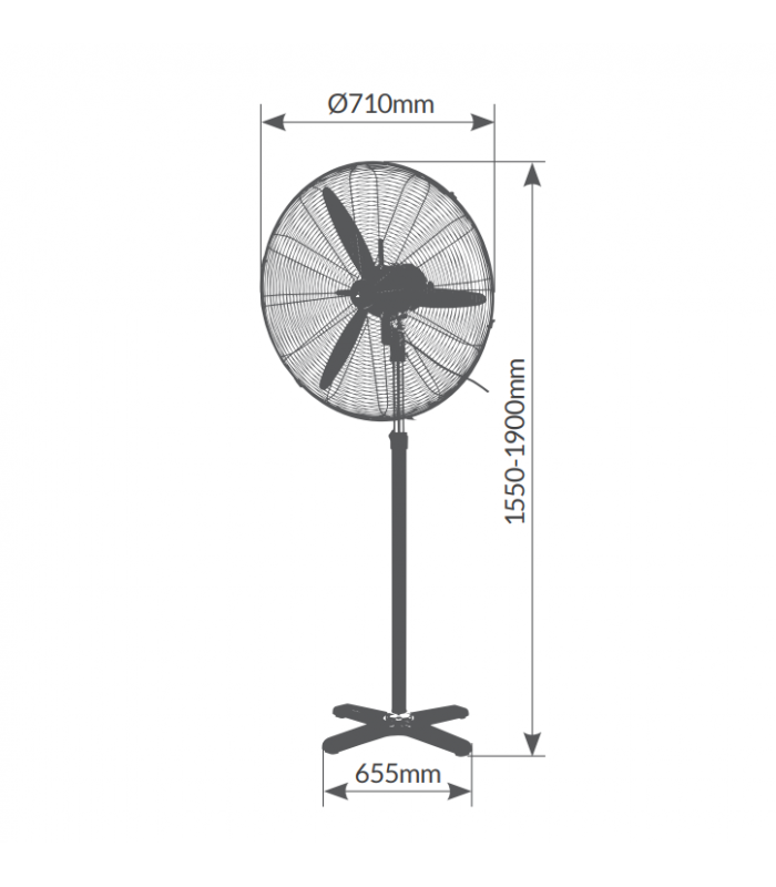 Ventilador de Pie Metálico Dalheri 200W 71cm Negro