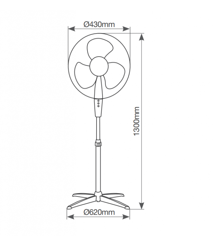 Ventilador de Pie Nametil 45W 43cm Blanco