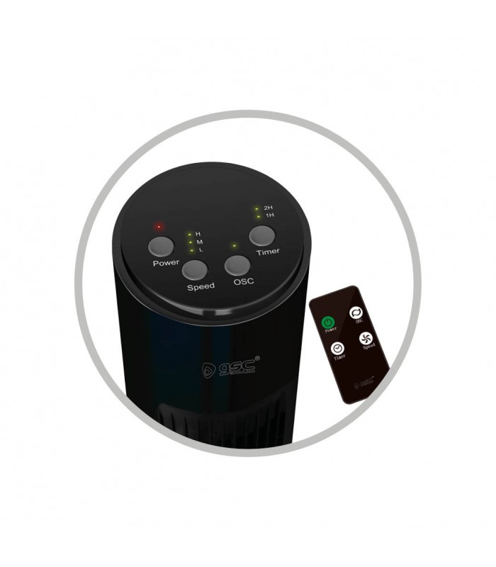 Ventilador de Torre con Mando Nandi 45W Negro