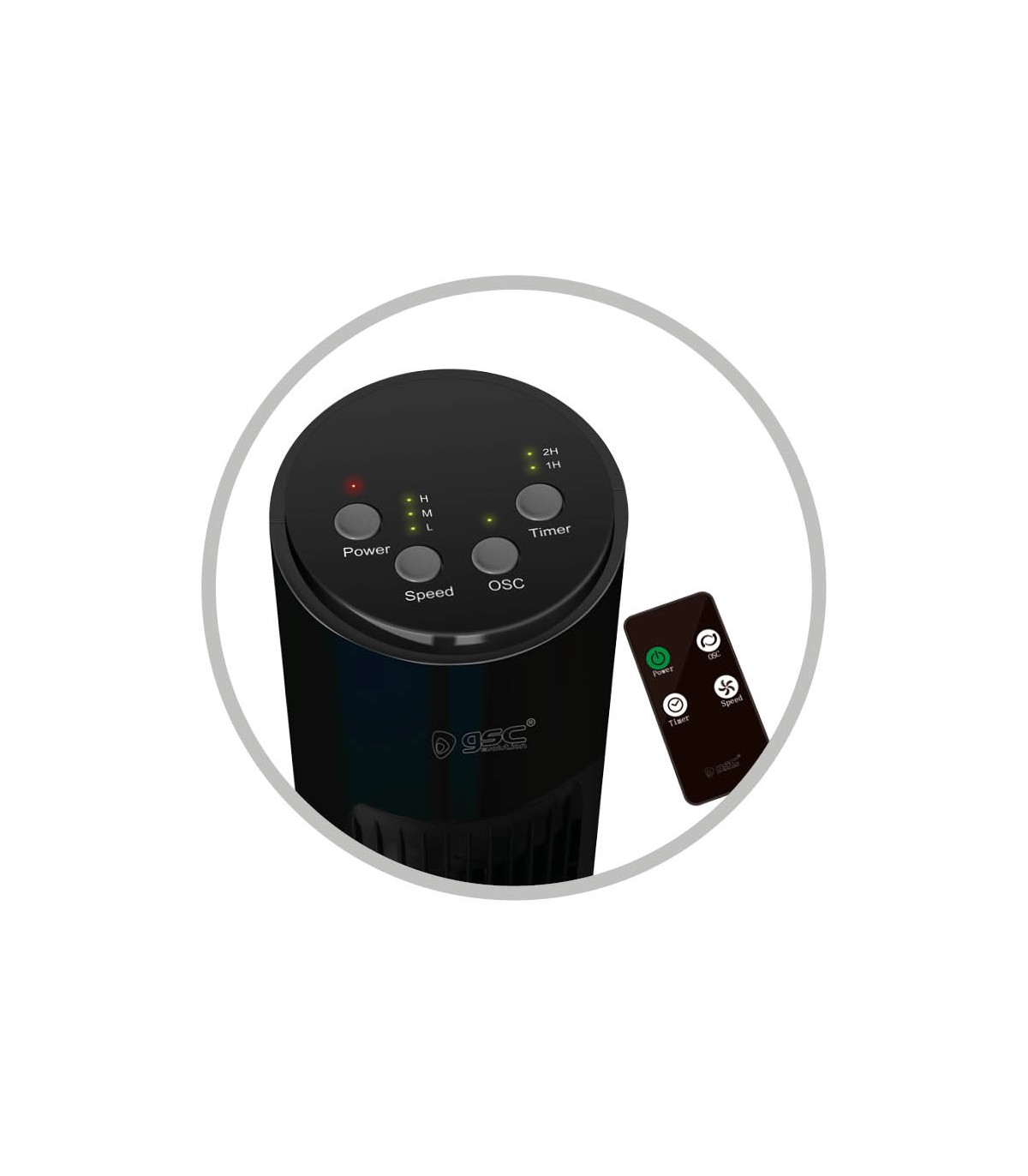 Ventilador de Torre con Mando Nandi 45W Negro