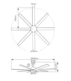 Ventilador De Techo Diongo Blanco DC Sin Luz 8 Aspas 165D