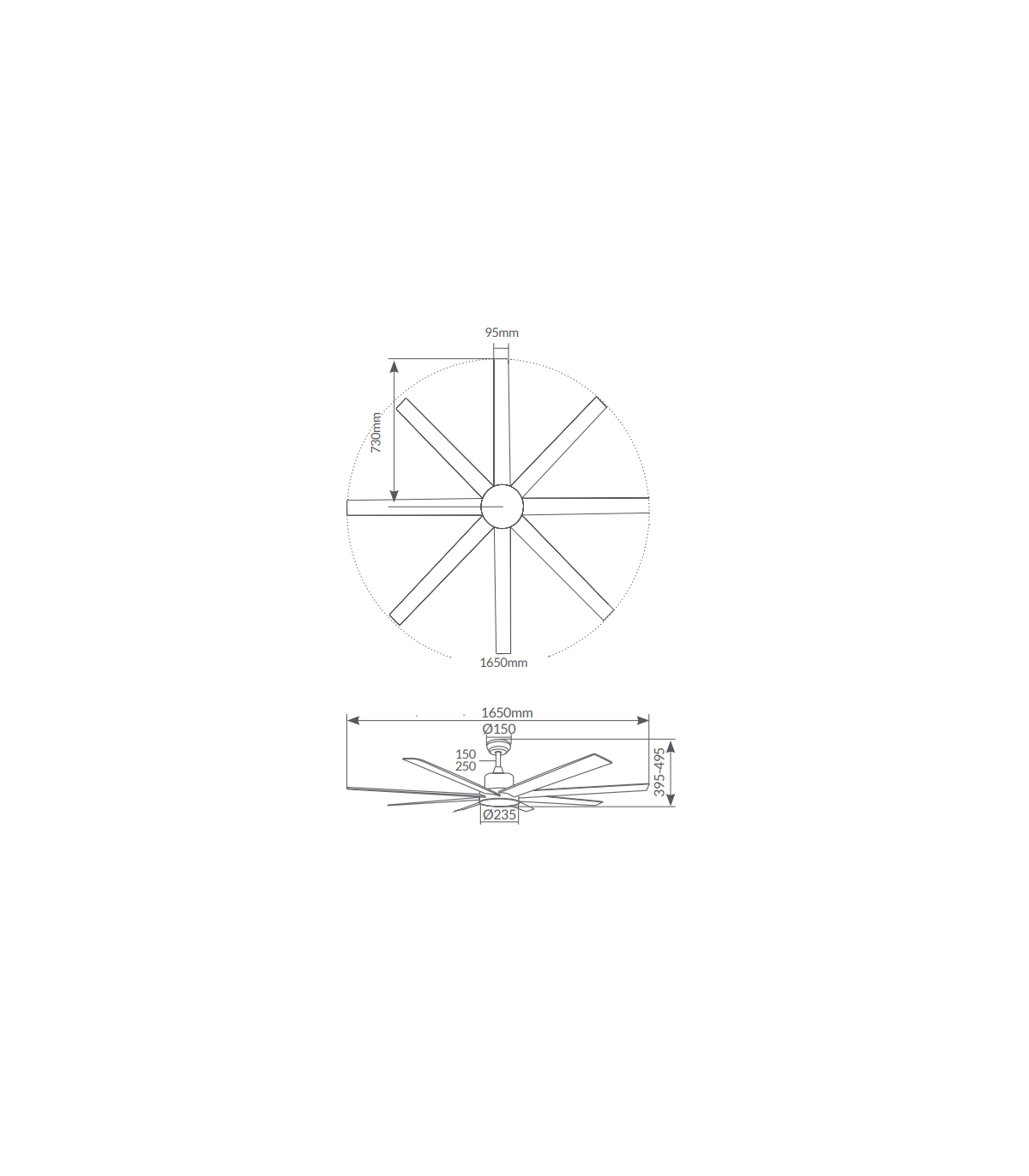 Ventilador De Techo Diongo Blanco DC Sin Luz 8 Aspas 165D