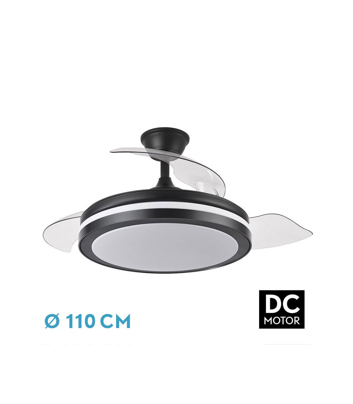 Ventilador Esparta DC 59W 6980Lm 3 Aspas Negro CCT