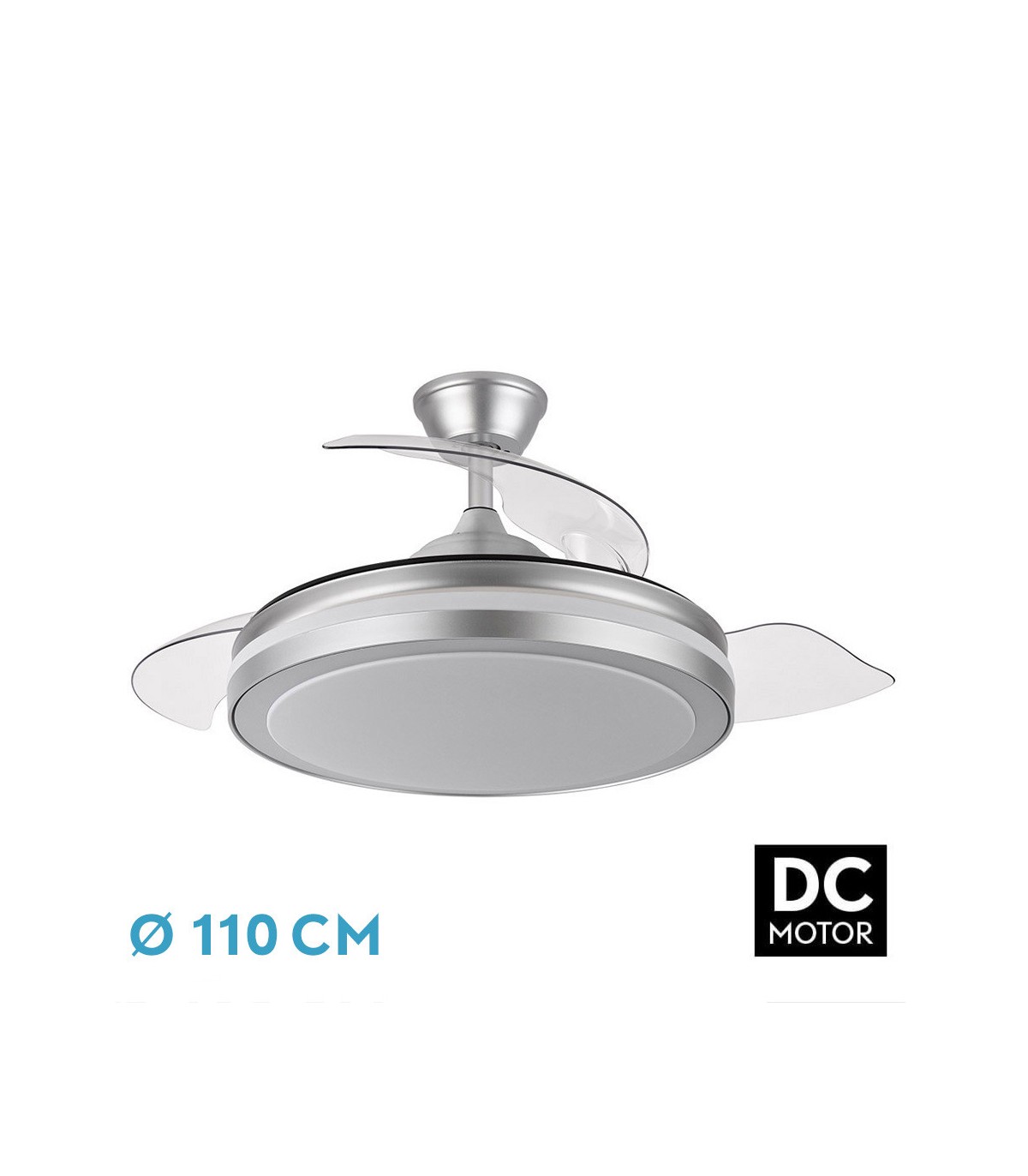 Ventilador Esparta DC 59W 6980Lm 3 Aspas Plata CCT