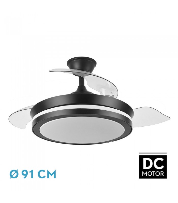 Ventilador Esparta XS DC 59W 6980Lm 3 Aspas Negro CCT