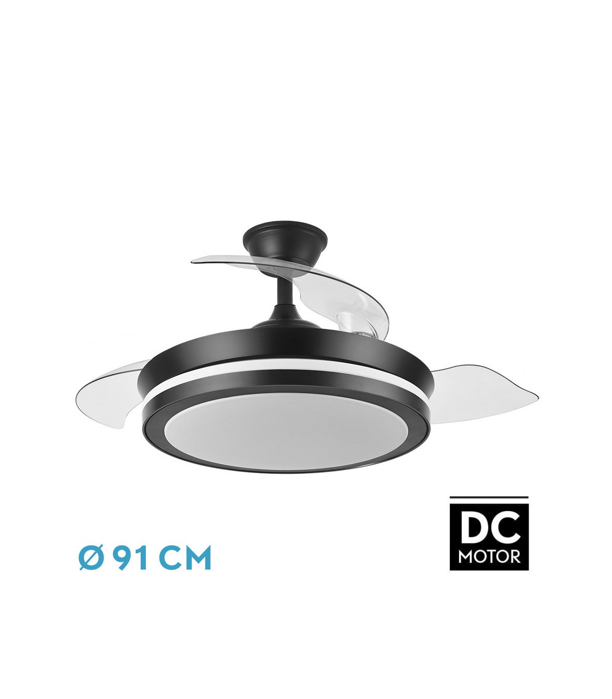 Ventilador Esparta XS DC 59W 6980Lm 3 Aspas Negro CCT