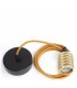 Pendel 2M - Cable Dorado - Portalámparas E27 Dorado - Rosetón Negro