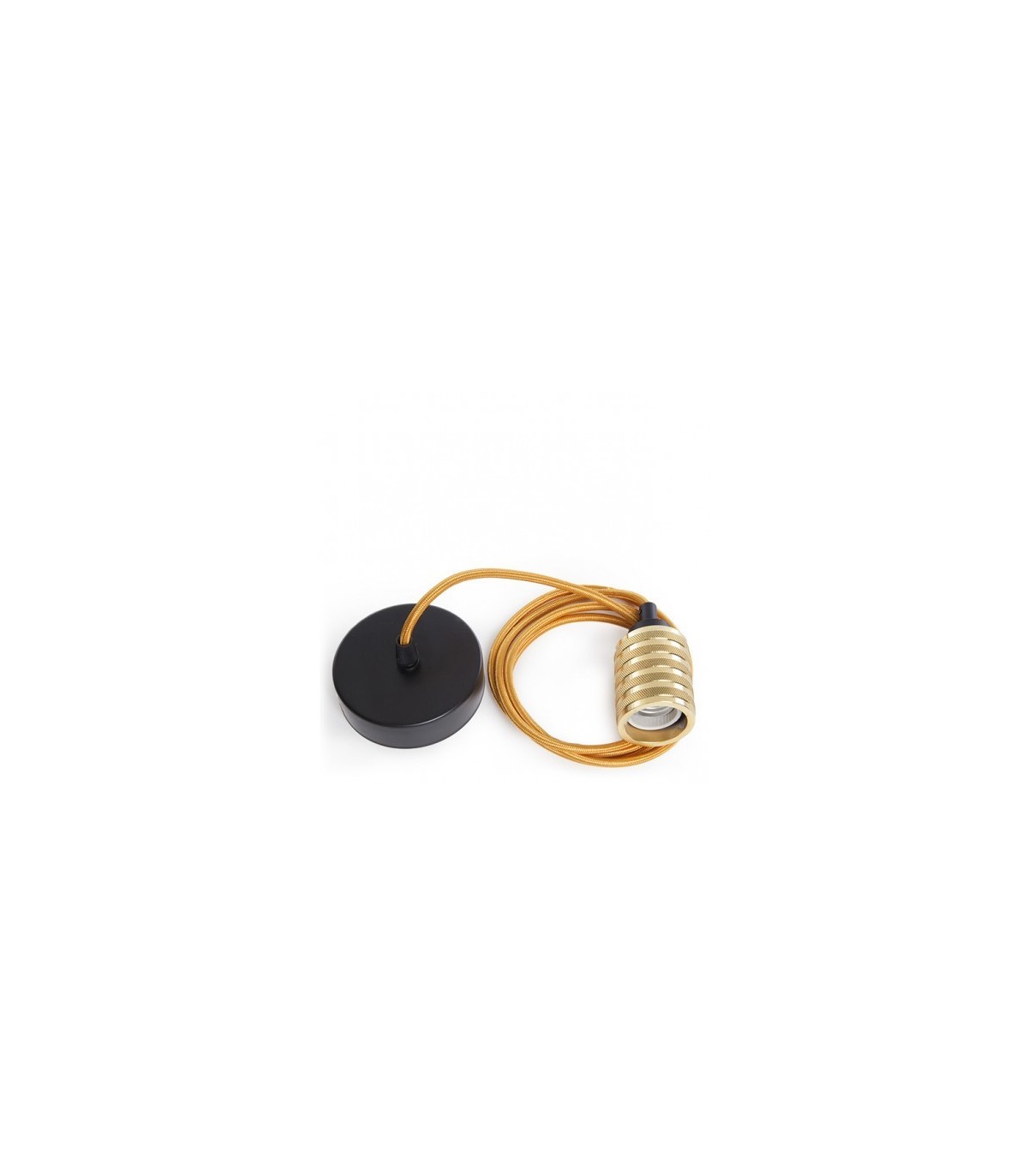 Pendel 2M - Cable Dorado - Portalámparas E27 Dorado - Rosetón Negro