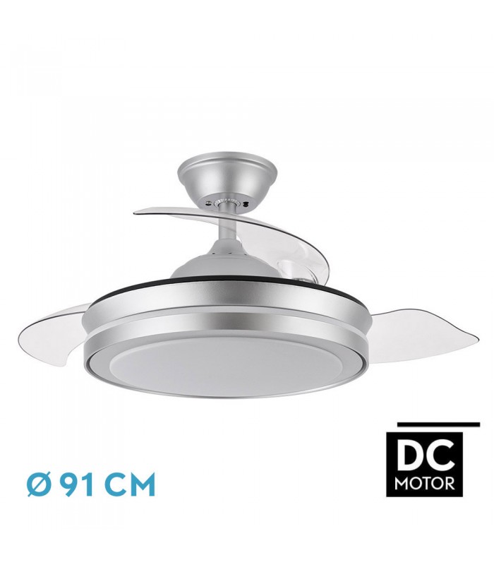 Ventilador Esparta XS DC 59W 6980Lm 3 Aspas Plata CCT