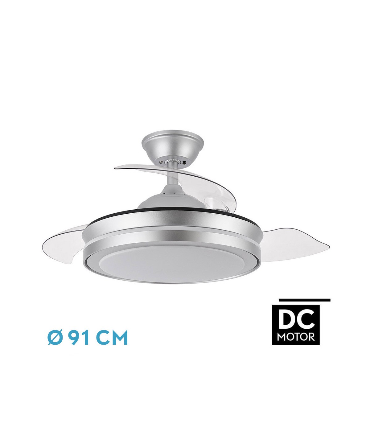 Ventilador Esparta XS DC 59W 6980Lm 3 Aspas Plata CCT
