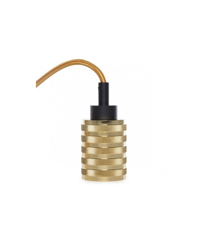 Pendel 2M - Cable Dorado - Portalámparas E27 Dorado - Rosetón Negro