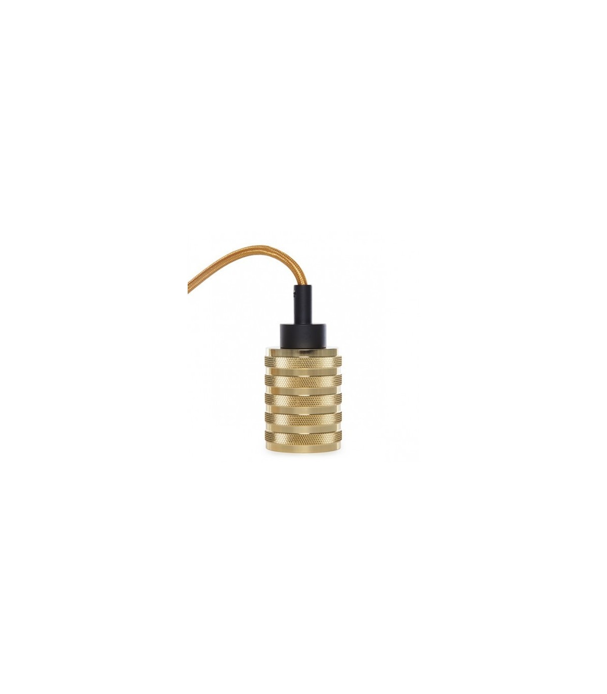 Pendel 2M - Cable Dorado - Portalámparas E27 Dorado - Rosetón Negro