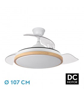 Ventilador Evros DC 59W 6980Lm 3 Aspas Blanco/Haya CCT