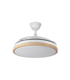 Ventilador Evros DC 59W 6980Lm 3 Aspas Blanco/Haya CCT