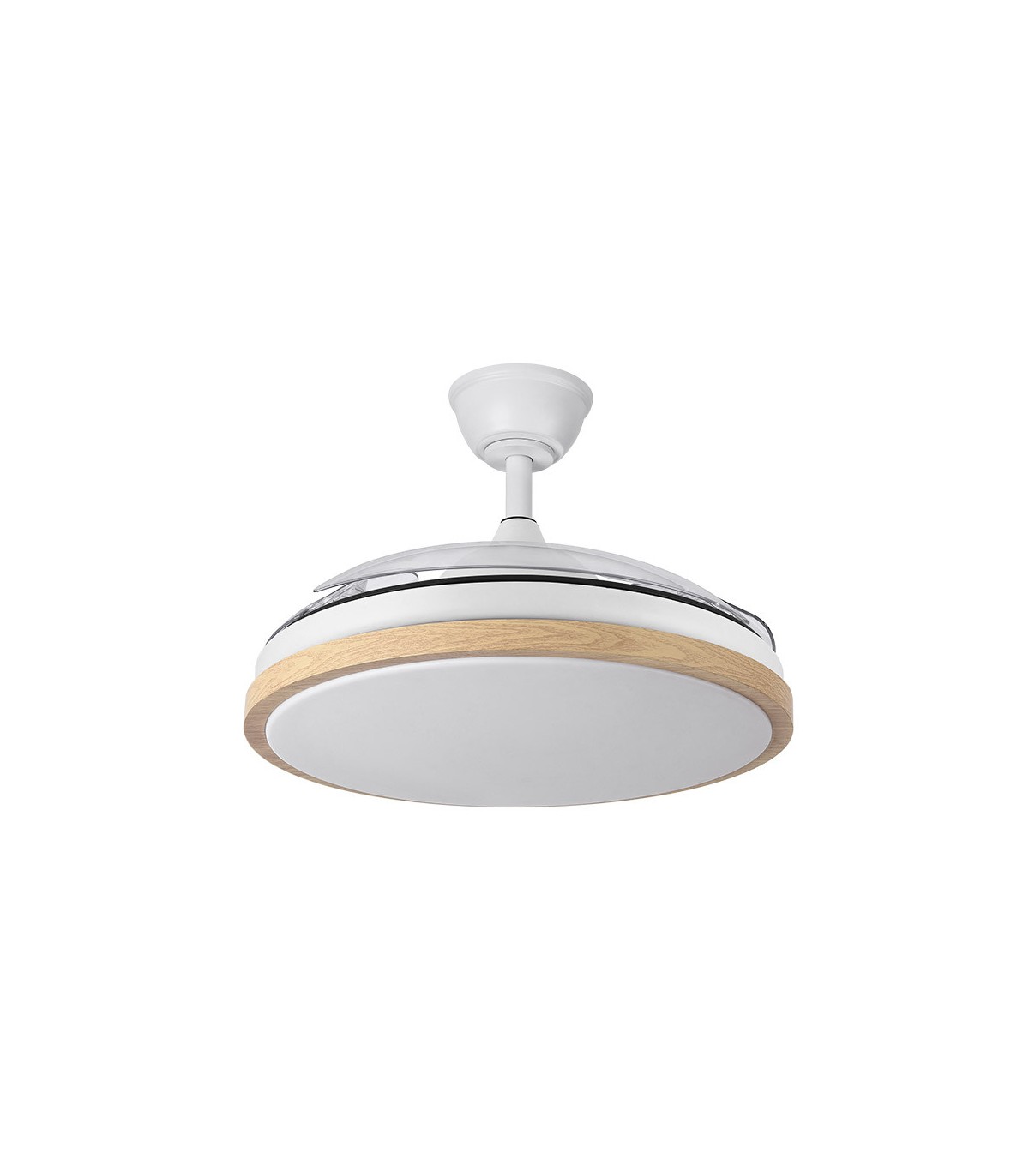 Ventilador Evros DC 59W 6980Lm 3 Aspas Blanco/Haya CCT