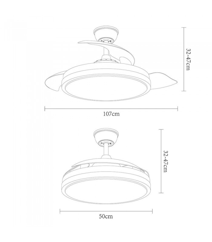 Ventilador Evros DC 59W 6980Lm 3 Aspas Blanco/Haya CCT