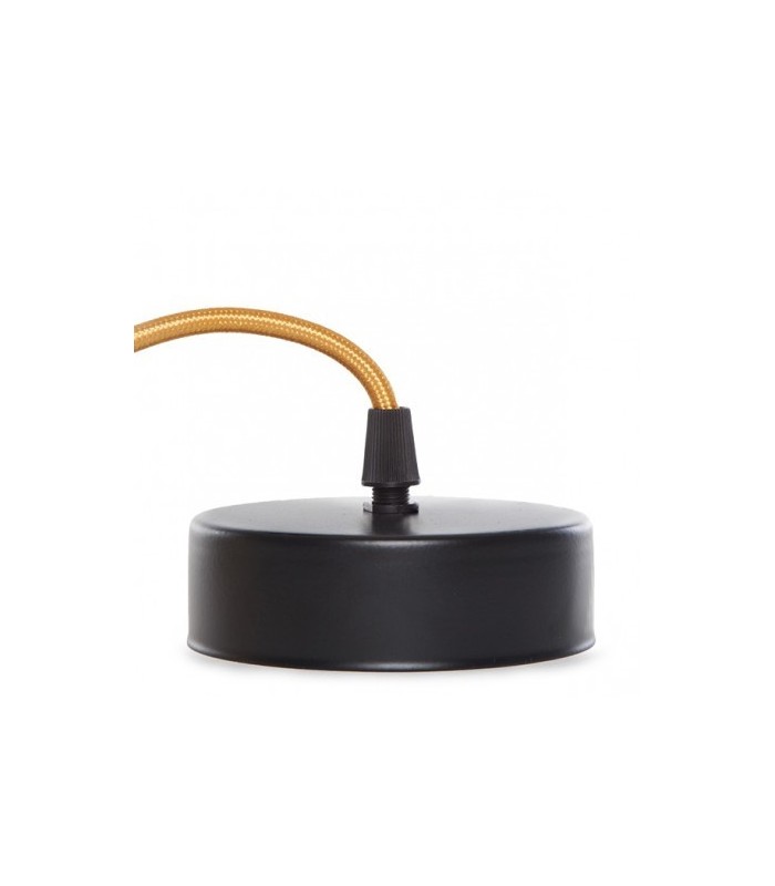 Pendel 2M - Cable Dorado - Portalámparas E27 Dorado - Rosetón Negro