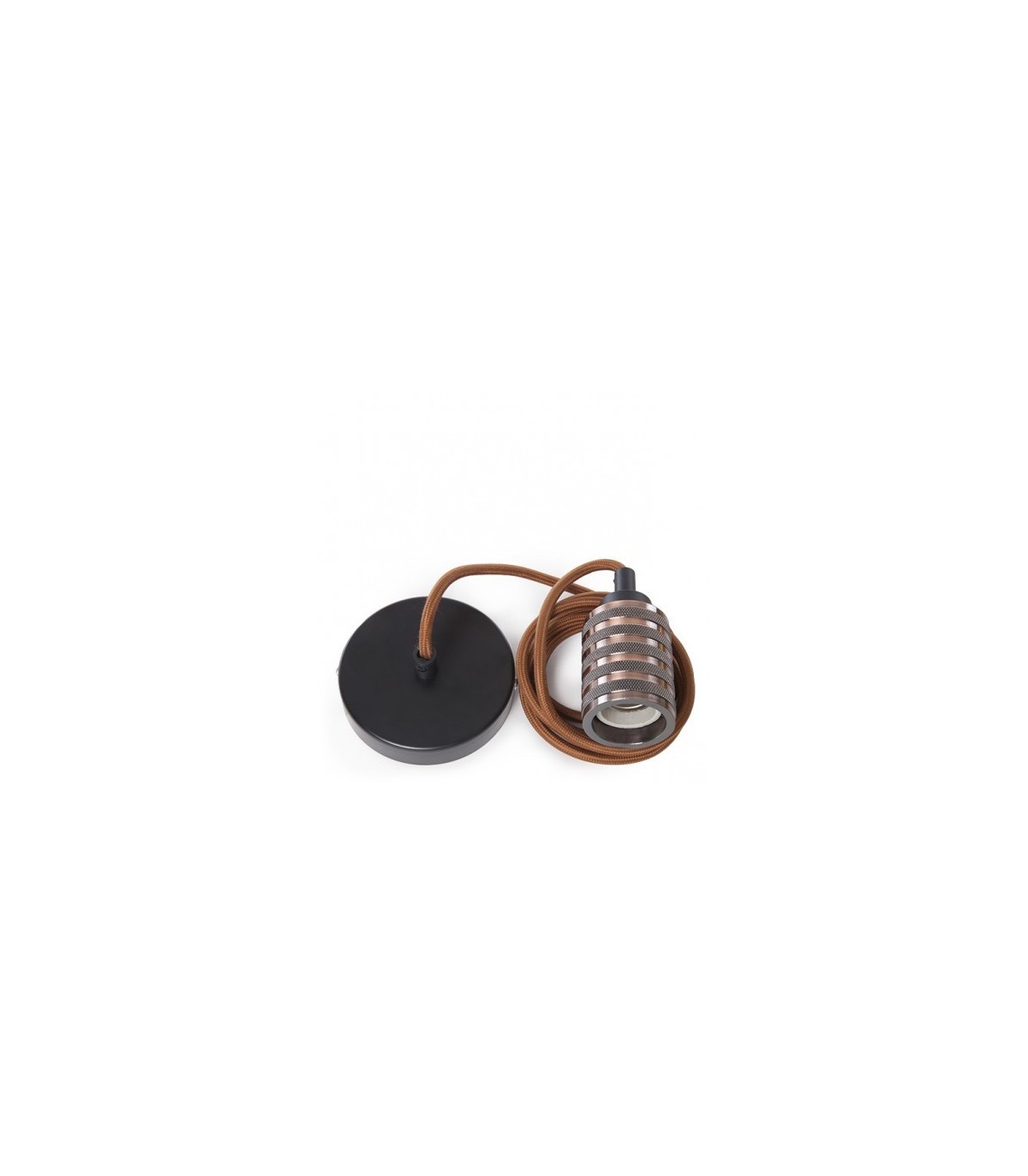 Pendel 2M - Cable Marrón - Portalámparas E27 Marrón - Rosetón Negro