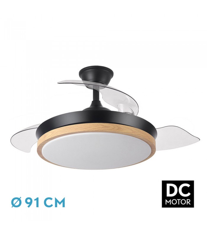 Ventilador Evros XS DC 59W 6980Lm 3 Aspas Negro/Haya CCT