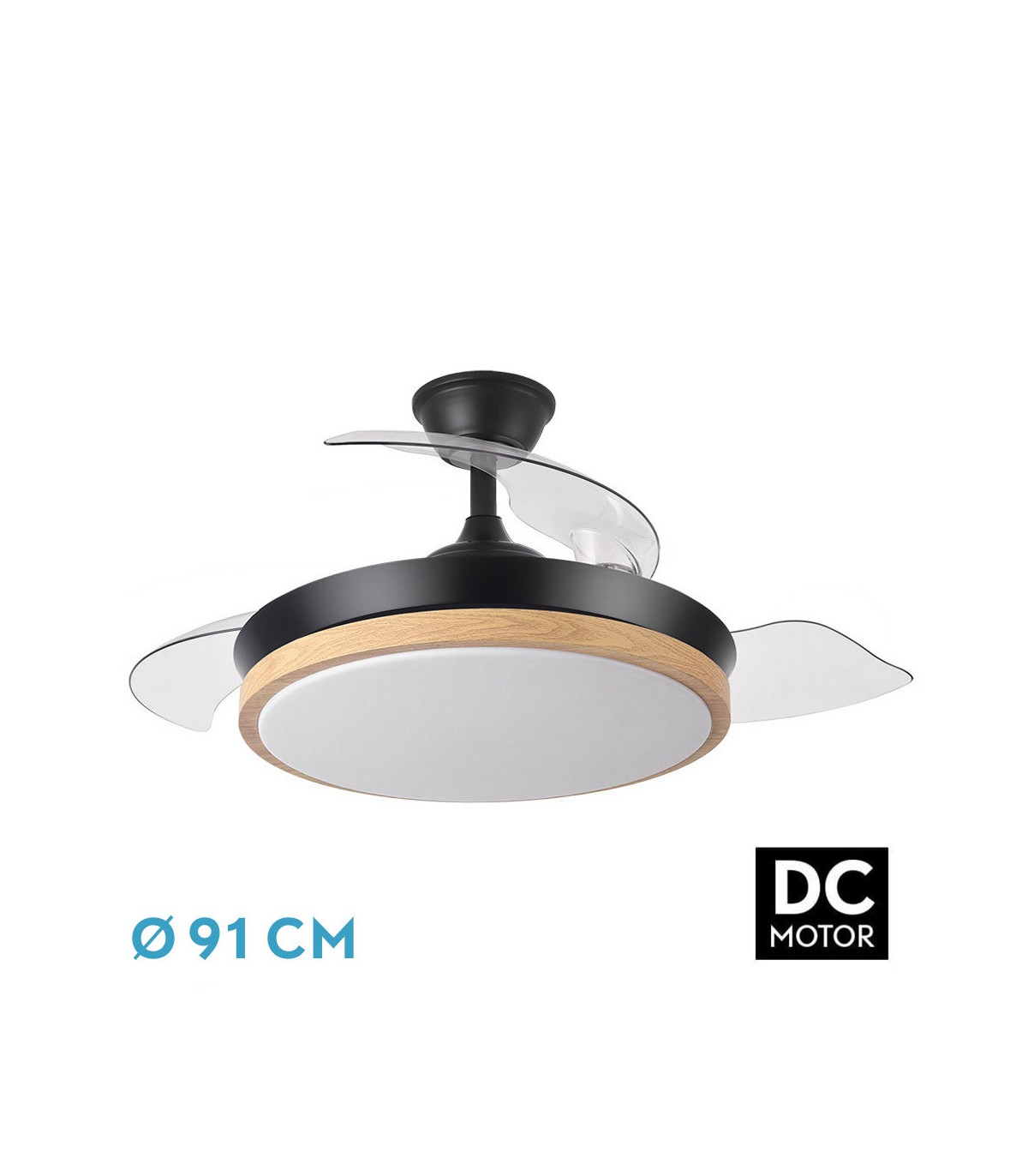 Ventilador Evros XS DC 59W 6980Lm 3 Aspas Negro/Haya CCT