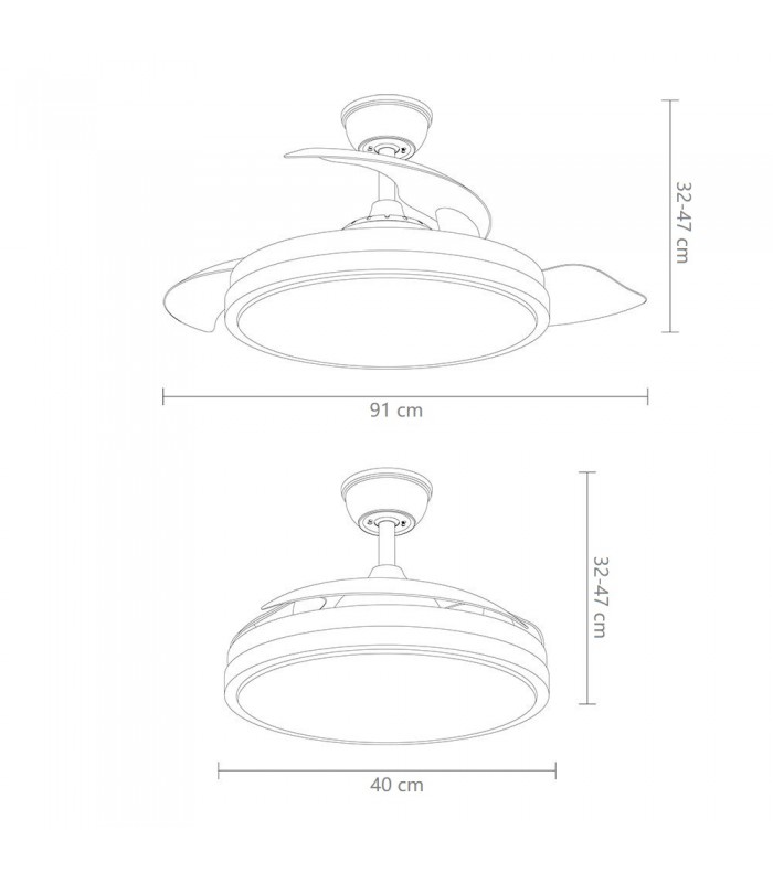 Ventilador Evros XS DC 59W 6980Lm 3 Aspas Negro/Haya CCT
