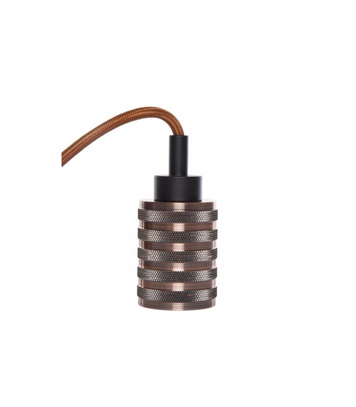 Pendel 2M - Cable Marrón - Portalámparas E27 Marrón - Rosetón Negro