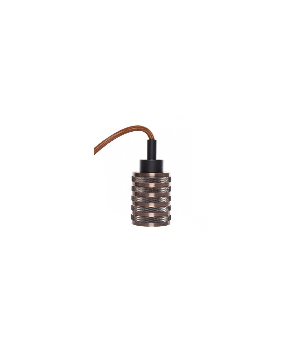 Pendel 2M - Cable Marrón - Portalámparas E27 Marrón - Rosetón Negro