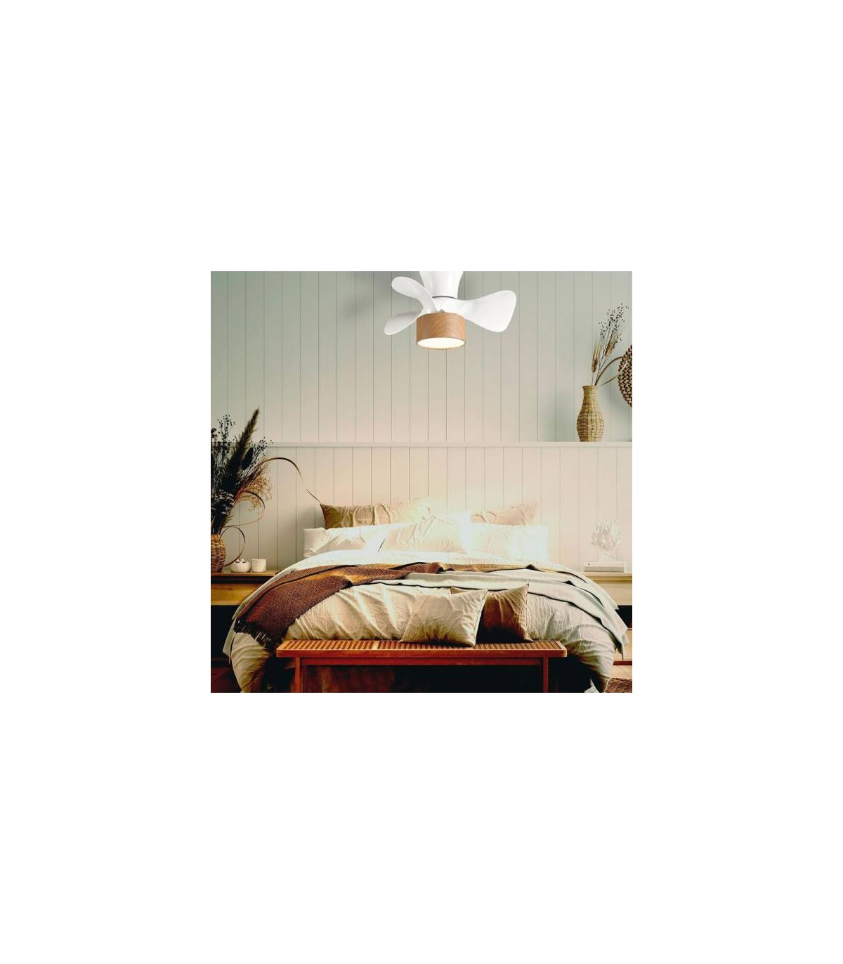 Ventilador Fly APP DC 20W 2400Lm 3 Aspas Blanco/Haya CCT