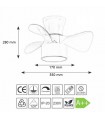 Ventilador Fly APP DC 20W 2400Lm 3 Aspas Blanco/Haya CCT