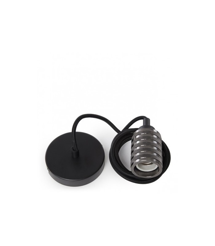 Pendel 2M - Cable Negro - Portalámparas E27 Negro - Rosetón Negro