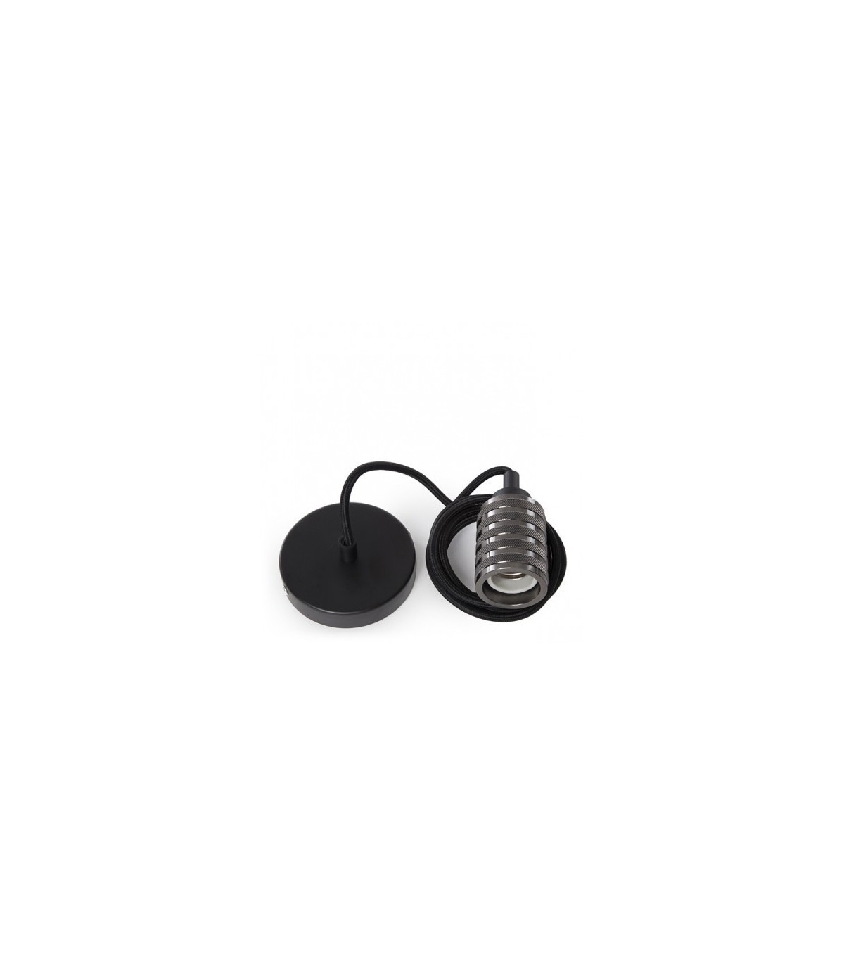 Pendel 2M - Cable Negro - Portalámparas E27 Negro - Rosetón Negro