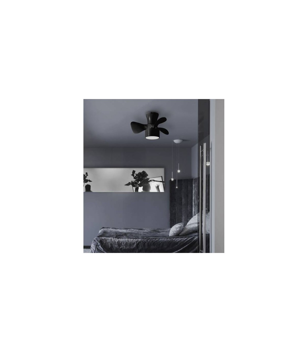 Ventilador Fly APP DC 20W 2400Lm 3 Aspas Negro CCT
