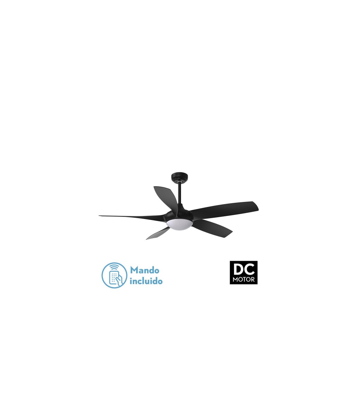 Ventilador Galleo Blanco DC 24W 2400Lm 5 Aspas Negro CCT
