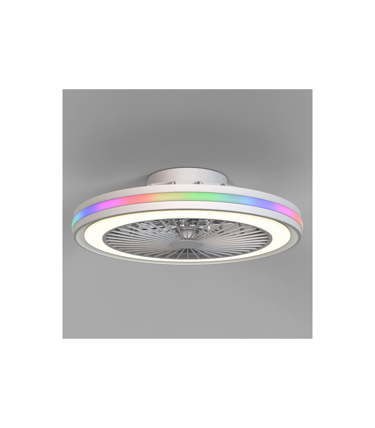 Ventilador Gamer 56D Blanco DC 60W 6700Lm 6 Aspas RGB+CCT