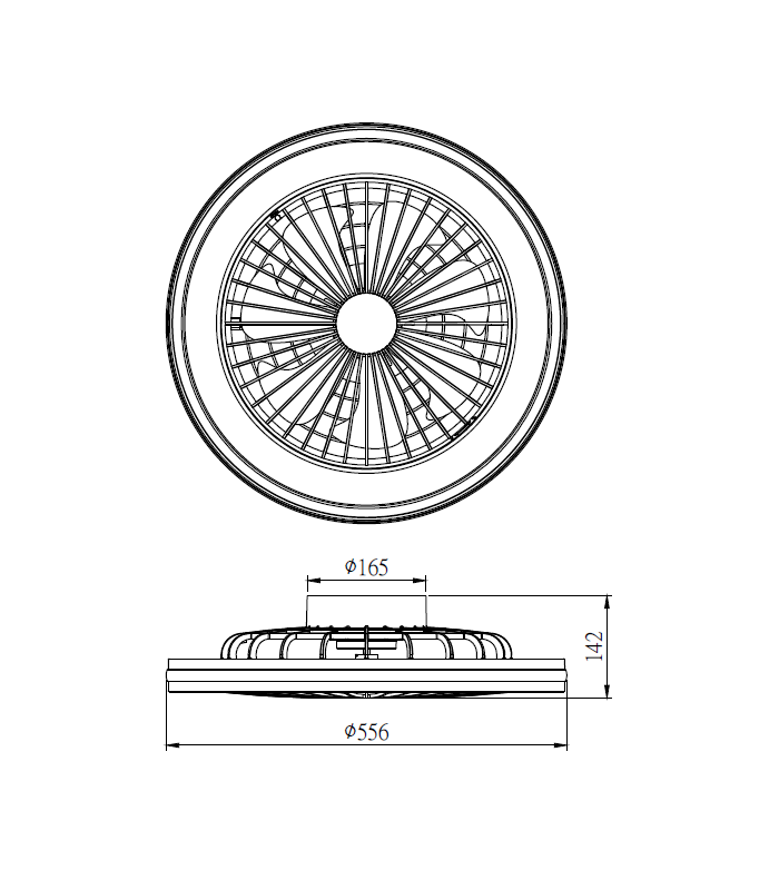 Ventilador Gamer 56D Negro DC 60W 6700Lm 6 Aspas RGB+CCT