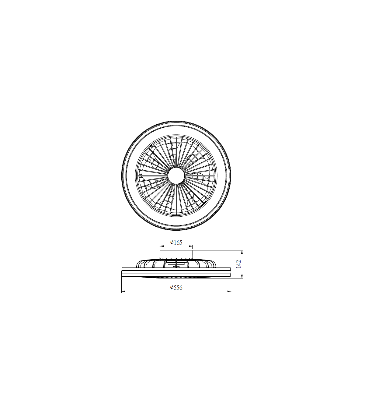 Ventilador Gamer 56D Negro DC 60W 6700Lm 6 Aspas RGB+CCT