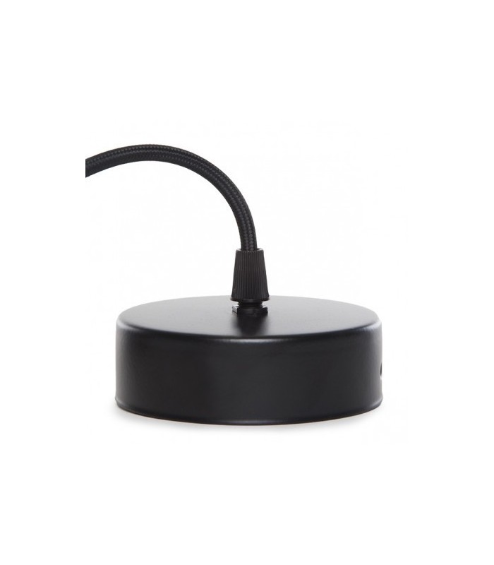 Pendel 2M - Cable Negro - Portalámparas E27 Plateado - Rosetón Negro