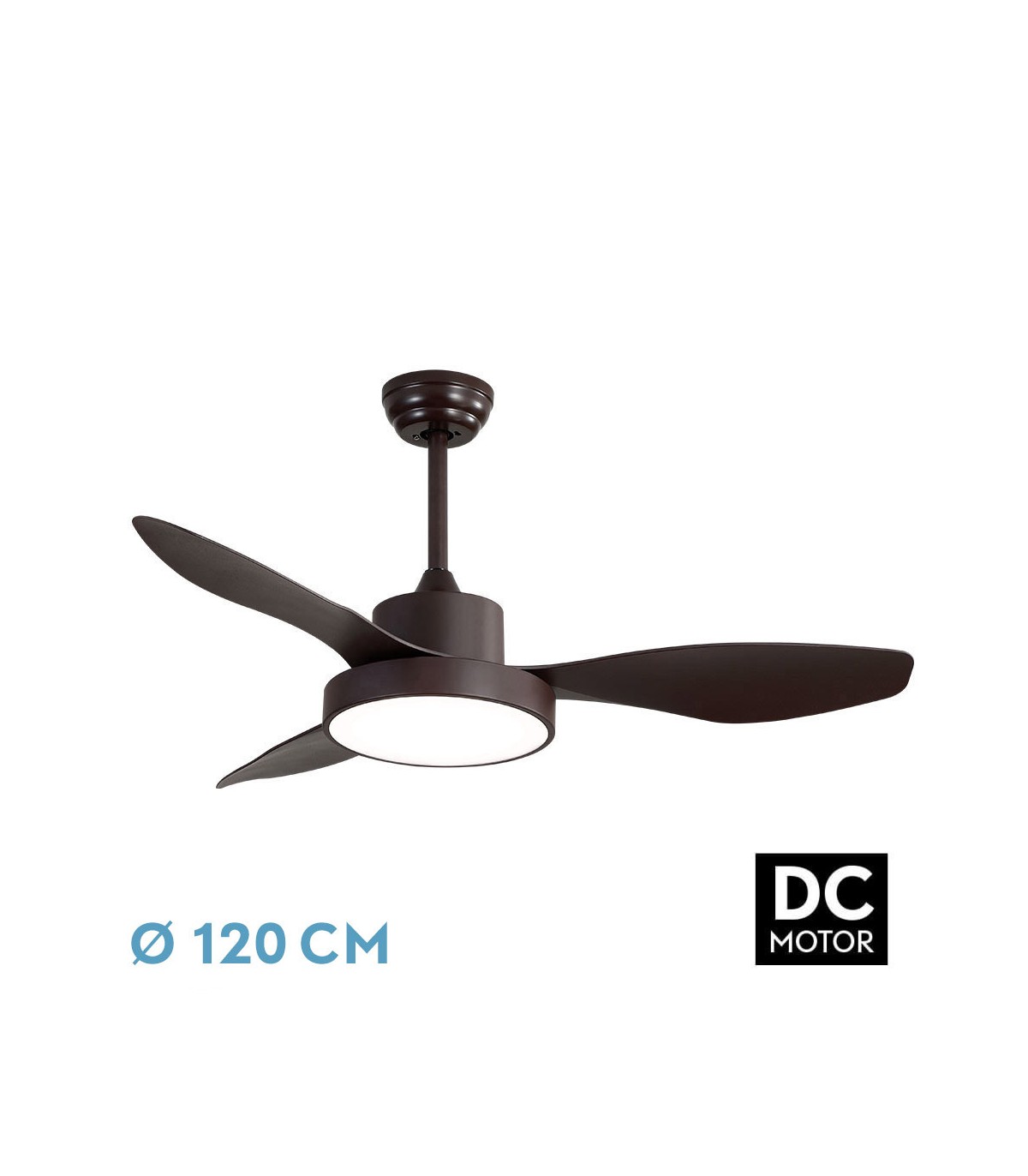 Ventilador Led Hayate DC 48W 4080Lm 3 Aspas Marrón CCT