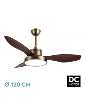 Ventilador Led Hayate DC 48W 4080Lm 3 Aspas Cuero/Roble CCT