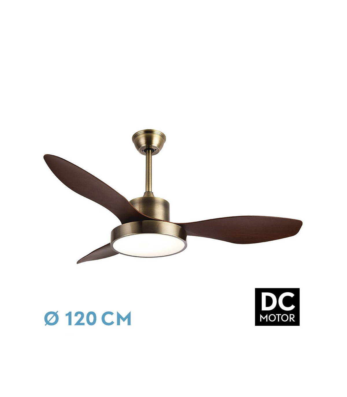Ventilador Led Hayate DC 48W 4080Lm 3 Aspas Cuero/Roble CCT