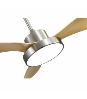 Ventilador Led Hayate DC 48W 4080Lm 3 Aspas Níquel/Haya CCT