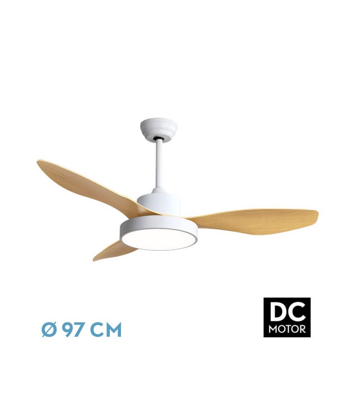 Ventilador Led Hayate XS DC 24W 2650Lm 3 Aspas Blanco/Haya CCT